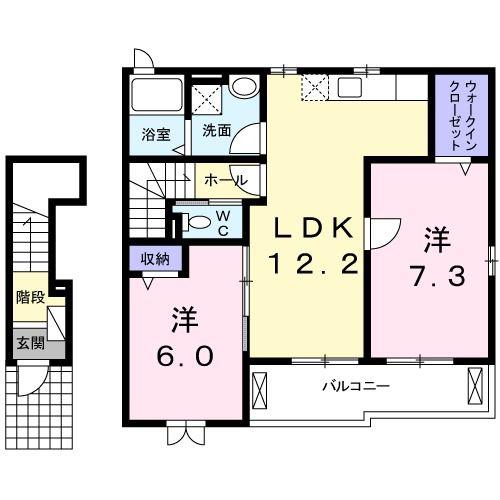 ベル・フィオーレ(2LDK/2階)の間取り写真