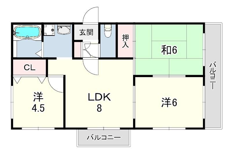 ハイツ神田(3LDK/2階)の間取り写真