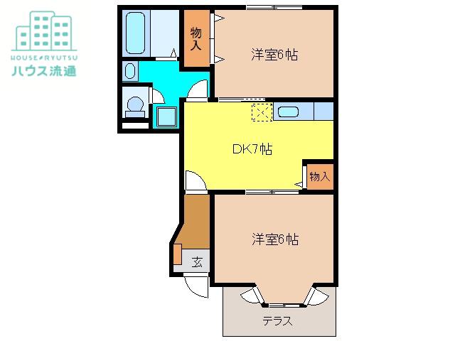 メゾンドアヴェニューC棟(2DK/1階)の間取り写真