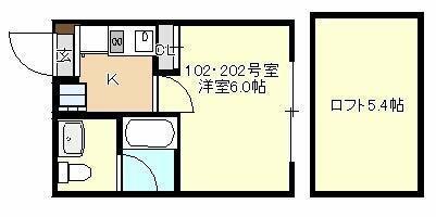 GRANDEUR上大岡(1K/2階)の間取り写真
