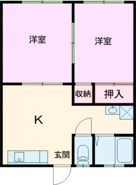 グリーン諏訪(2K/2階)の間取り写真