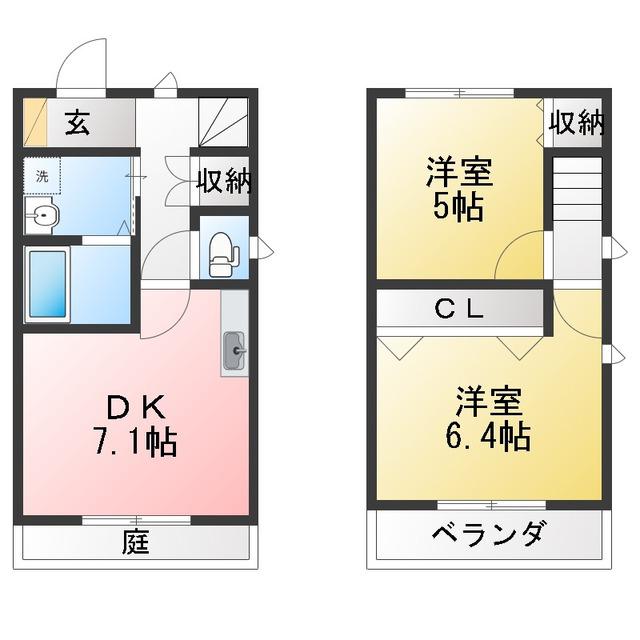 T-STYLE小川新町I(2DK/2階)の間取り写真