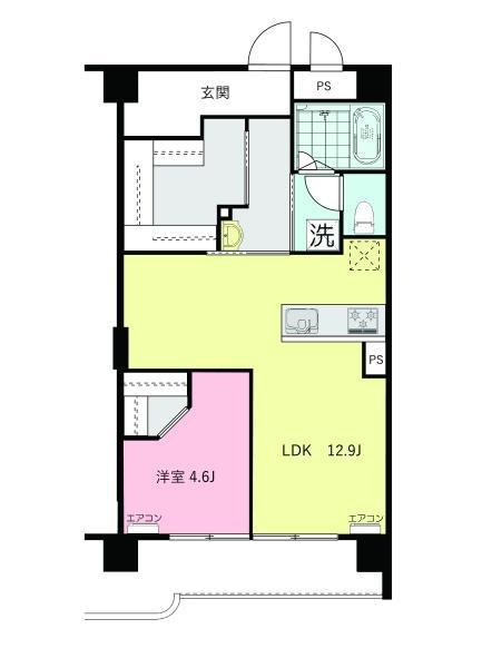 たまプラーザ 新石川3丁目マンション 田園ドミール(1SLDK/1階)の間取り写真