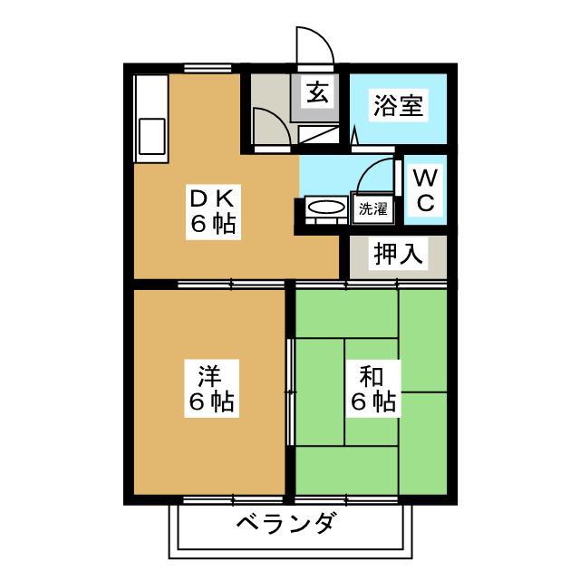 ソリアードサエグサ(2DK/1階)の間取り写真