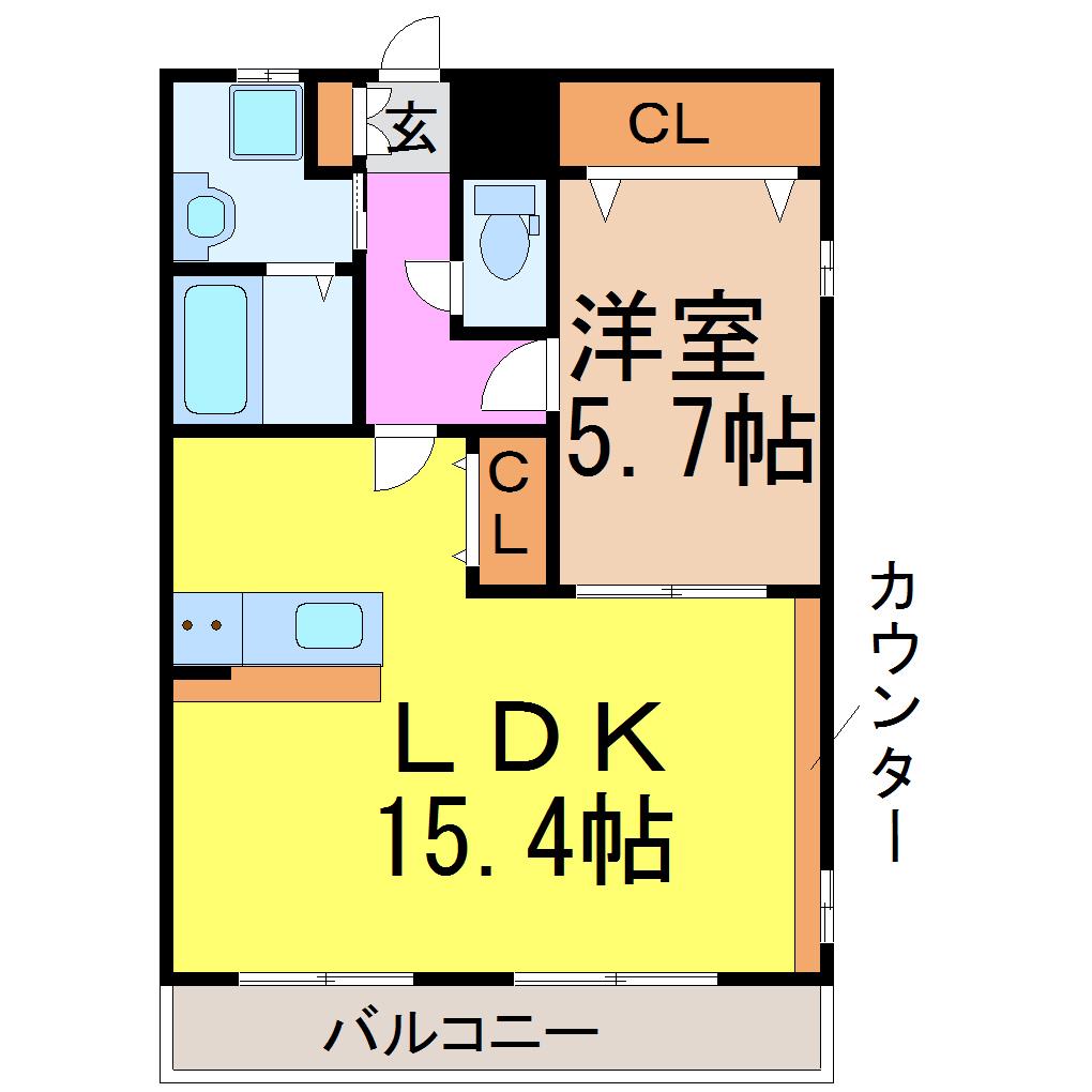 パセオ吹上(1LDK/3階)の間取り写真
