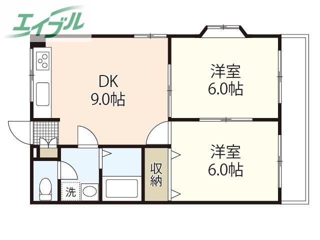 グレーストミ 21(2DK/2階)の間取り写真