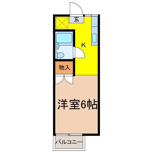 コーポCA S棟(1K/2階)の間取り写真