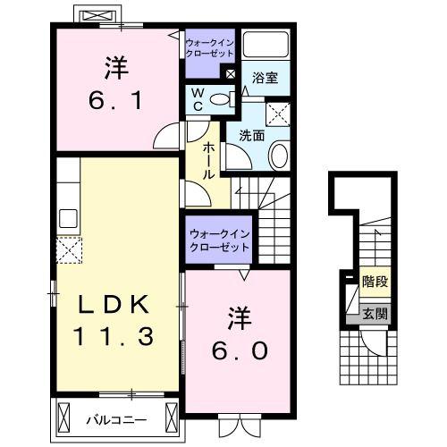 プリマ ヴェーラ(2LDK/2階)の間取り写真