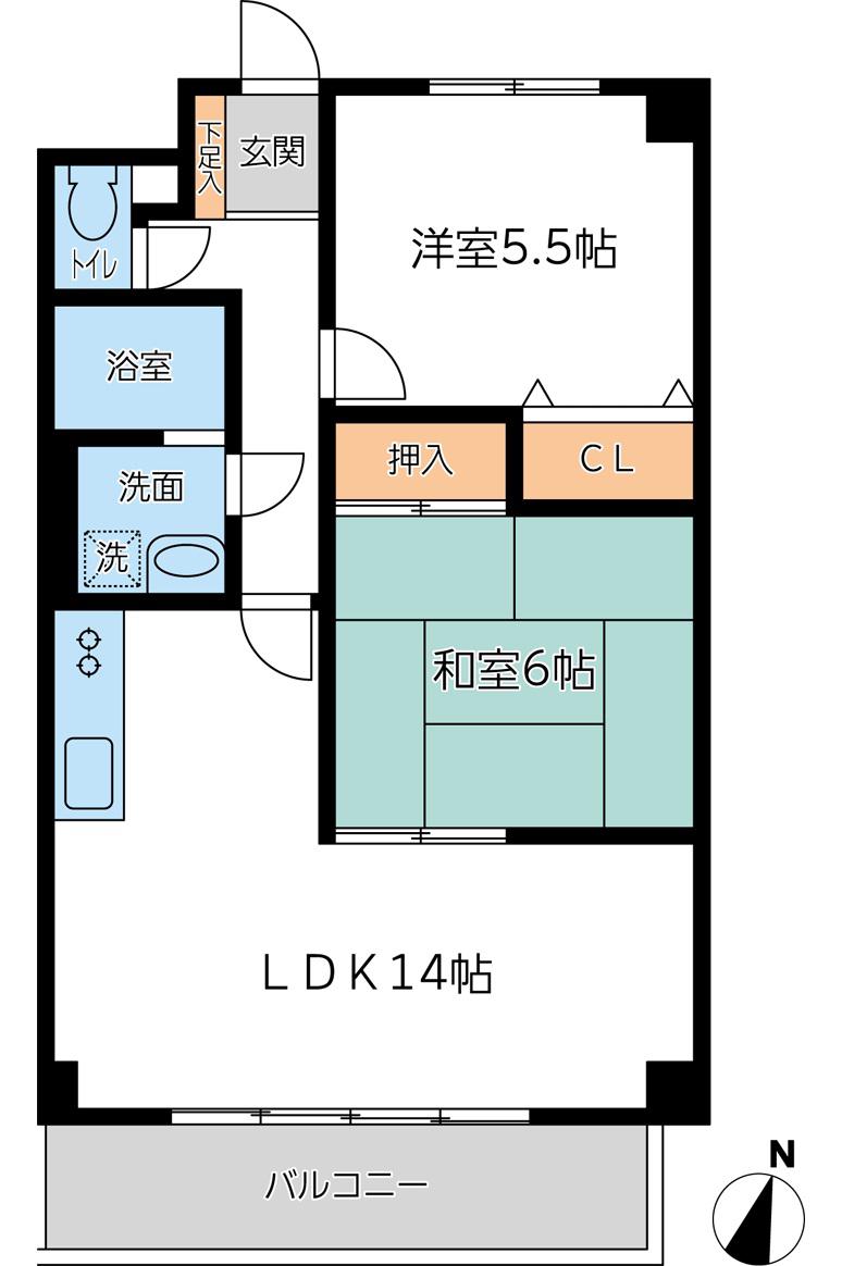 ドミール相模大野(2LDK/3階)の間取り写真
