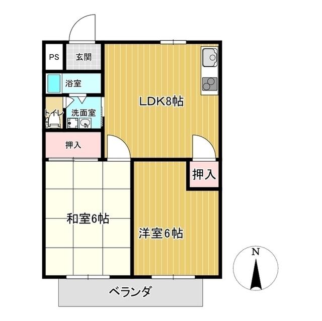 KEN HOUSE(2DK/2階)の間取り写真