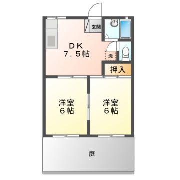 ホワイトパレスB棟(2DK/1階)の間取り写真