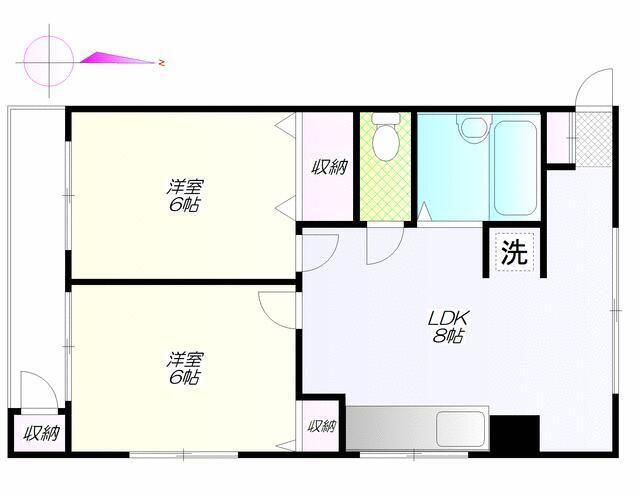 コーポ橘(2LDK/4階)の間取り写真