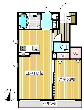 クレセール(1LDK/1階)の間取り写真