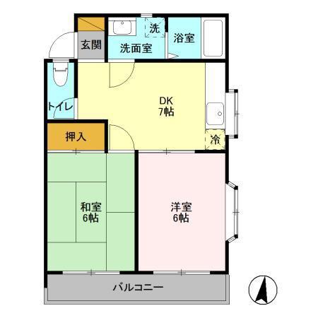 雅 参番館(2DK/2階)の間取り写真