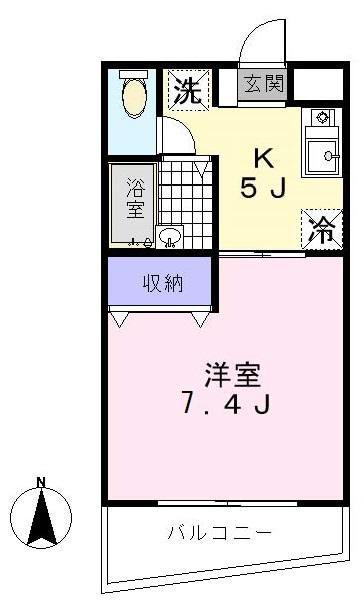 パークパレス(1K/2階)の間取り写真