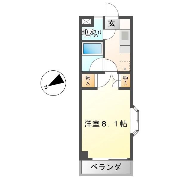 コーポ小さな森(1K/4階)の間取り写真