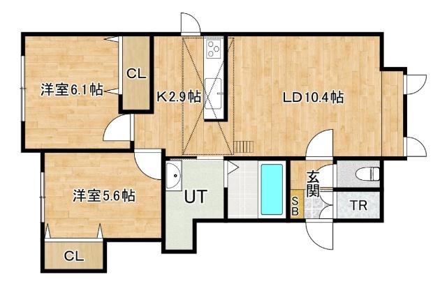 BOX.N KAMUI(2LDK/2階)の間取り写真