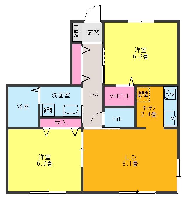 アルモメゾン(2LDK/1階)の間取り写真