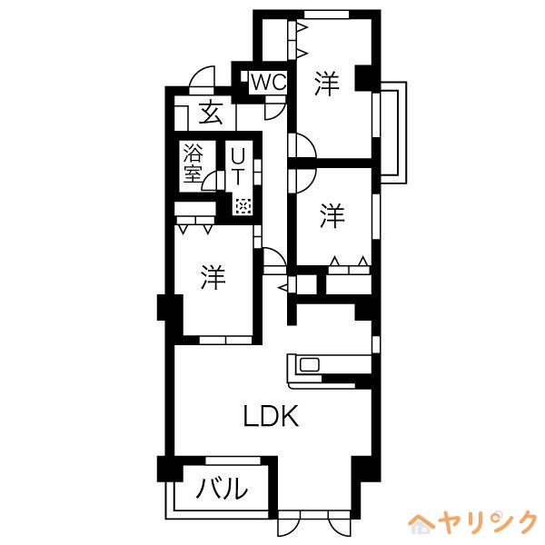 コルティーレ マルフク(3LDK/1階)の間取り写真