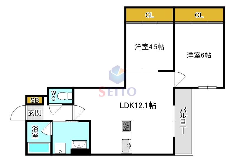 LEROY千里山(2LDK/2階)の間取り写真