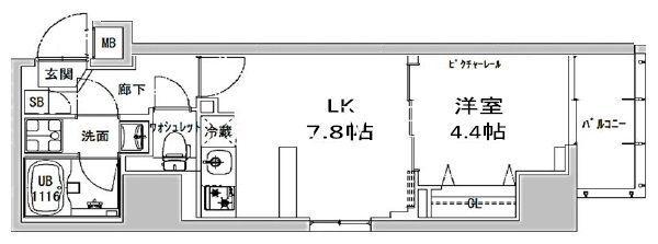 S-RESIDENCE神田AVANCE(1DK/9階)の間取り写真