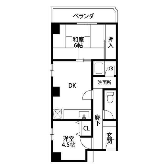 MOMO12千葉中央(2DK/6階)の間取り写真
