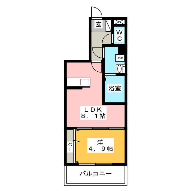 CASA大濠西(1LDK/4階)の間取り写真