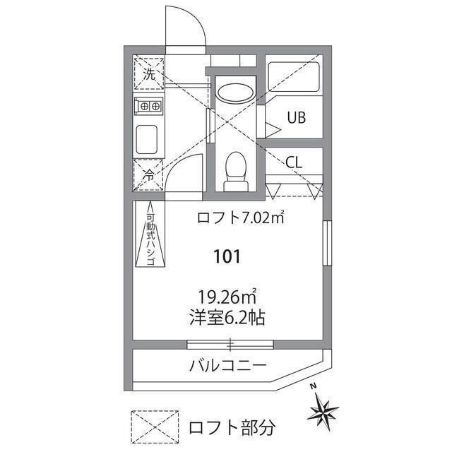 ルーブル国分寺(1K/1階)の間取り写真