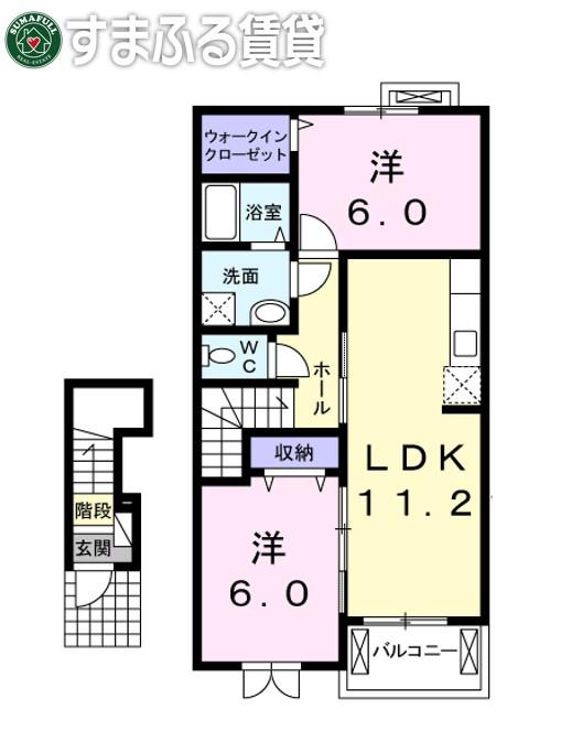 プリムラ(2LDK/2階)の間取り写真