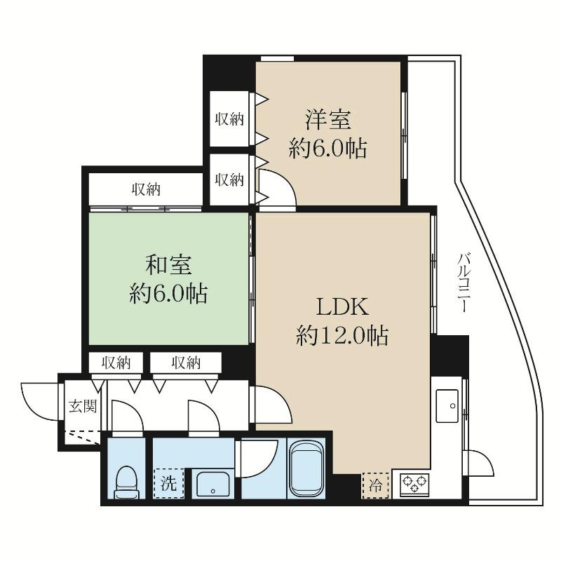 異人池ヒルズ(2LDK/3階)の間取り写真