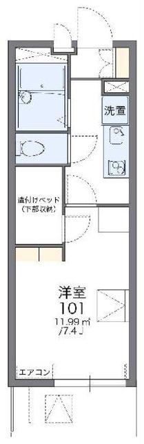 レオパレスグランディオーソ(1K/1階)の間取り写真