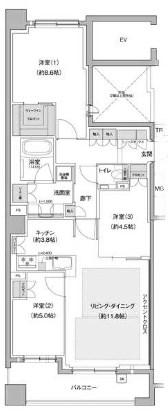パークシュロス芦屋(3LDK/3階)の間取り写真
