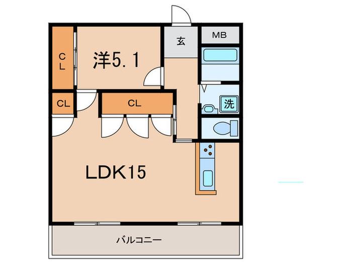 王子公園ハイム(1LDK/4階)の間取り写真