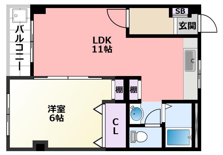 春風マンション(1LDK/2階)の間取り写真
