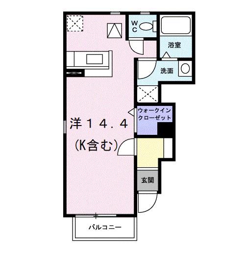 リバーサイドII(ワンルーム/1階)の間取り写真