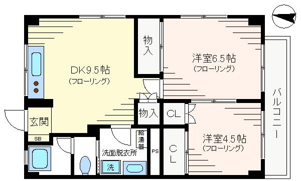 A-207(2LDK/3階)の間取り写真