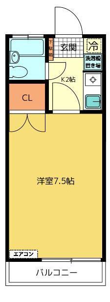 フローラルハイツ(1K/2階)の間取り写真