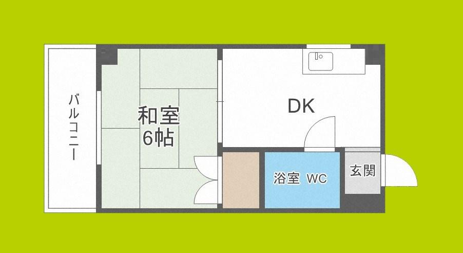 プレアール瓜破西(1DK/3階)の間取り写真