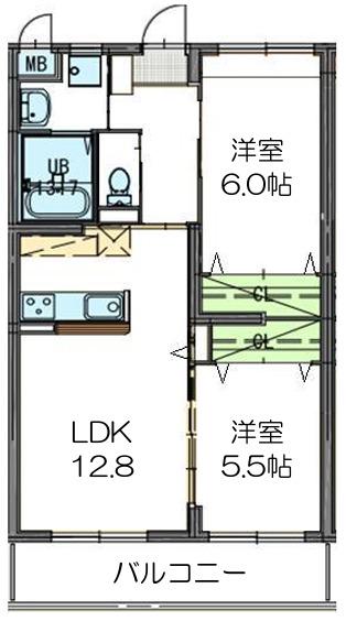 プレステージけやき通(2LDK/3階)の間取り写真