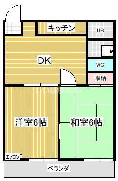 ワシミヤビル(2DK/4階)の間取り写真