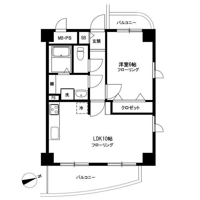 ボナール桜新町(1LDK/7階)の間取り写真