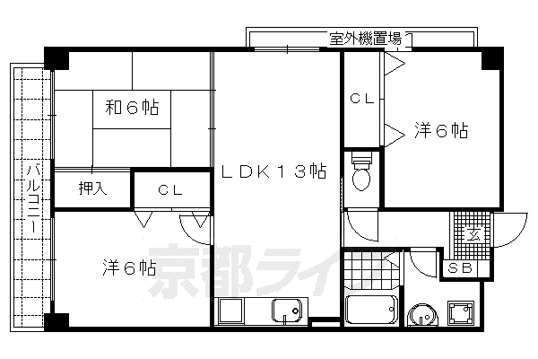 カーセン22(3LDK/1階)の間取り写真