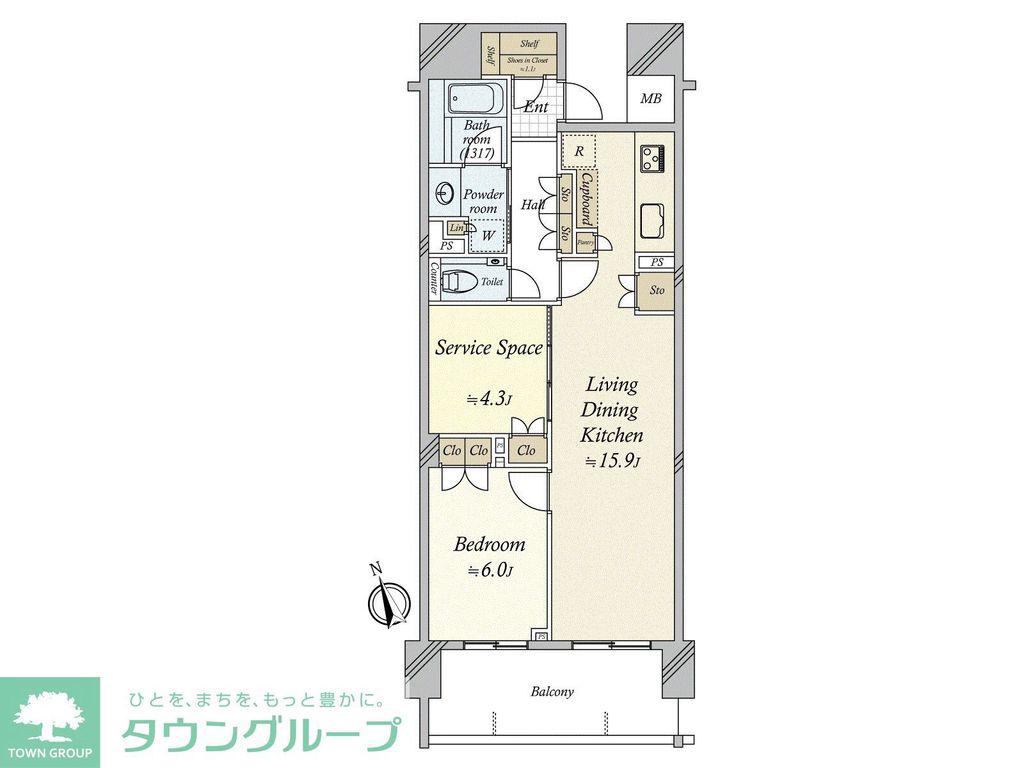 パークホームズ池下(1SLDK/2階)の間取り写真