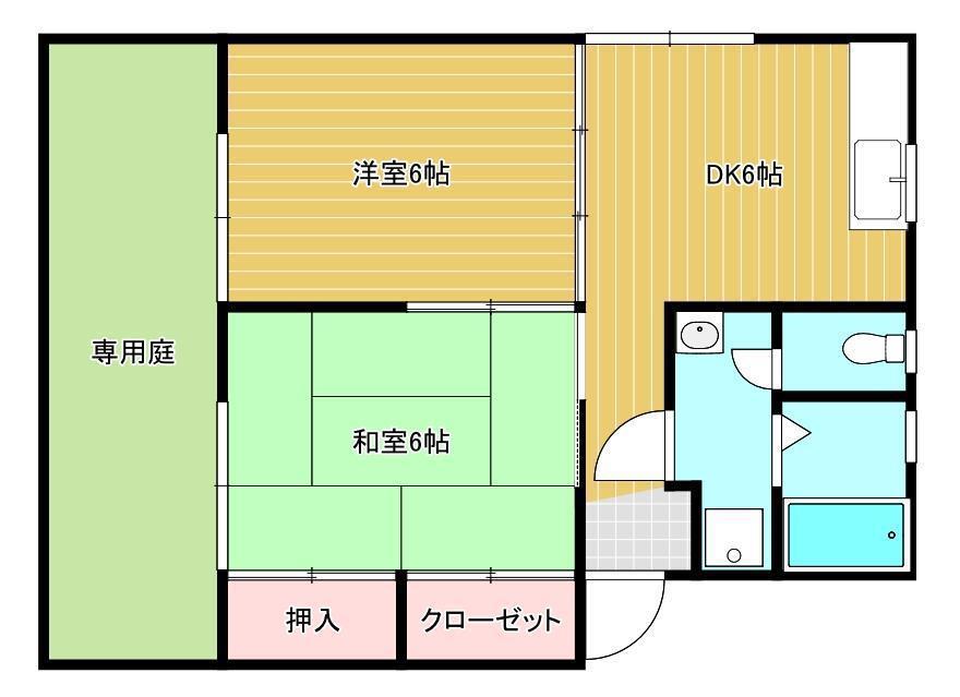 エムズガーデン(2DK/1階)の間取り写真