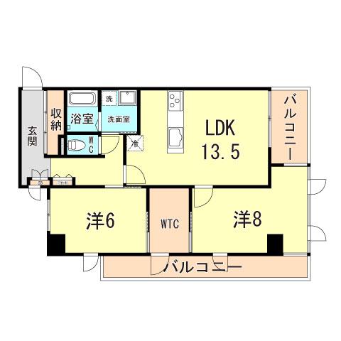 グレースコート西宮1・2(2LDK/6階)の間取り写真