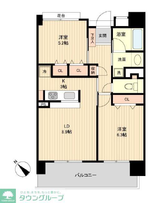 グラディート町田(2LDK/7階)の間取り写真