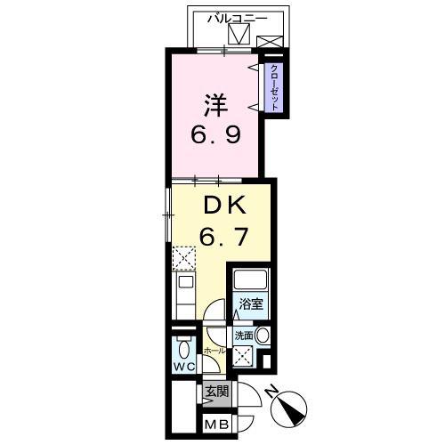 ルーチェ(1DK/3階)の間取り写真