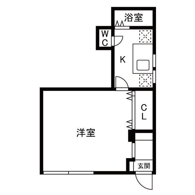 北川荘(1K/1階)の間取り写真