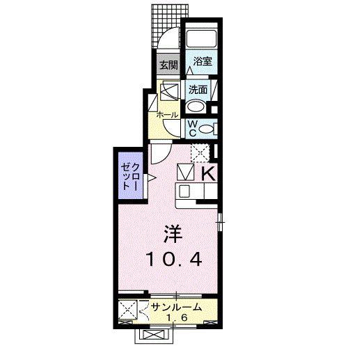コルヌイエII(1K/1階)の間取り写真