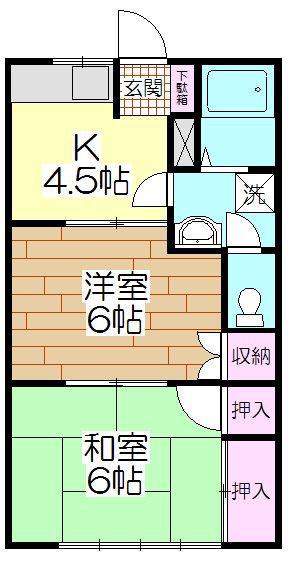 ブライトネスハイム(2DK/1階)の間取り写真